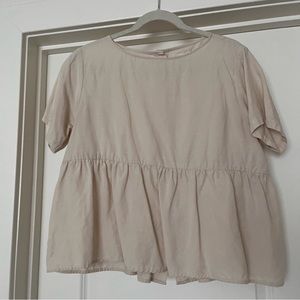 Tradlands Nico Short Sleeve Peplum Blouse in Cream